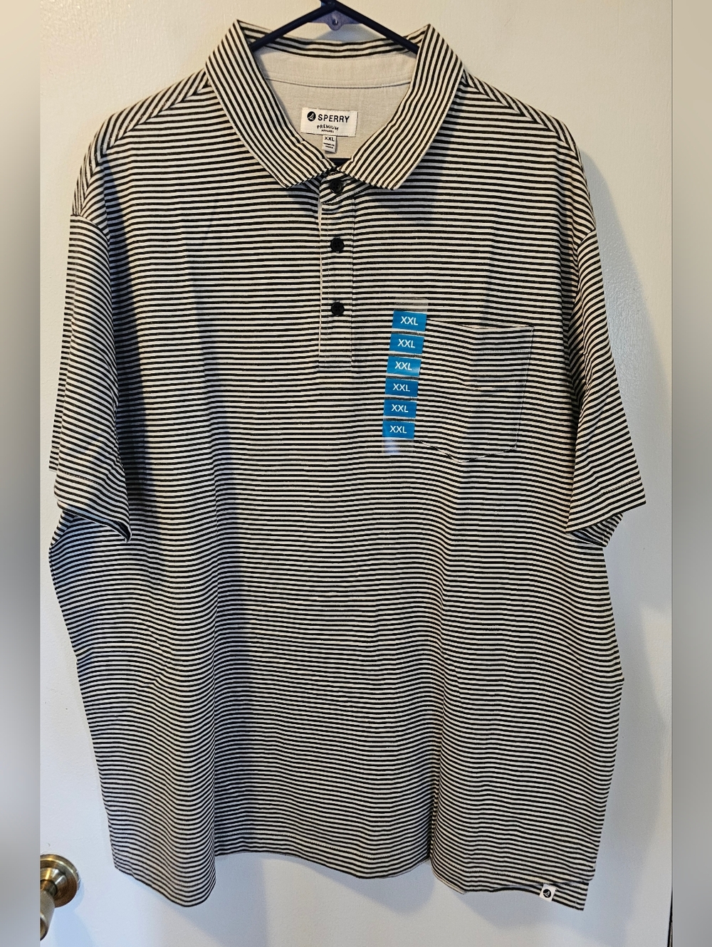Sperry Premium Apparel Short Sleeve Gray Striped Polo Shirt Men's Size XXL NWT